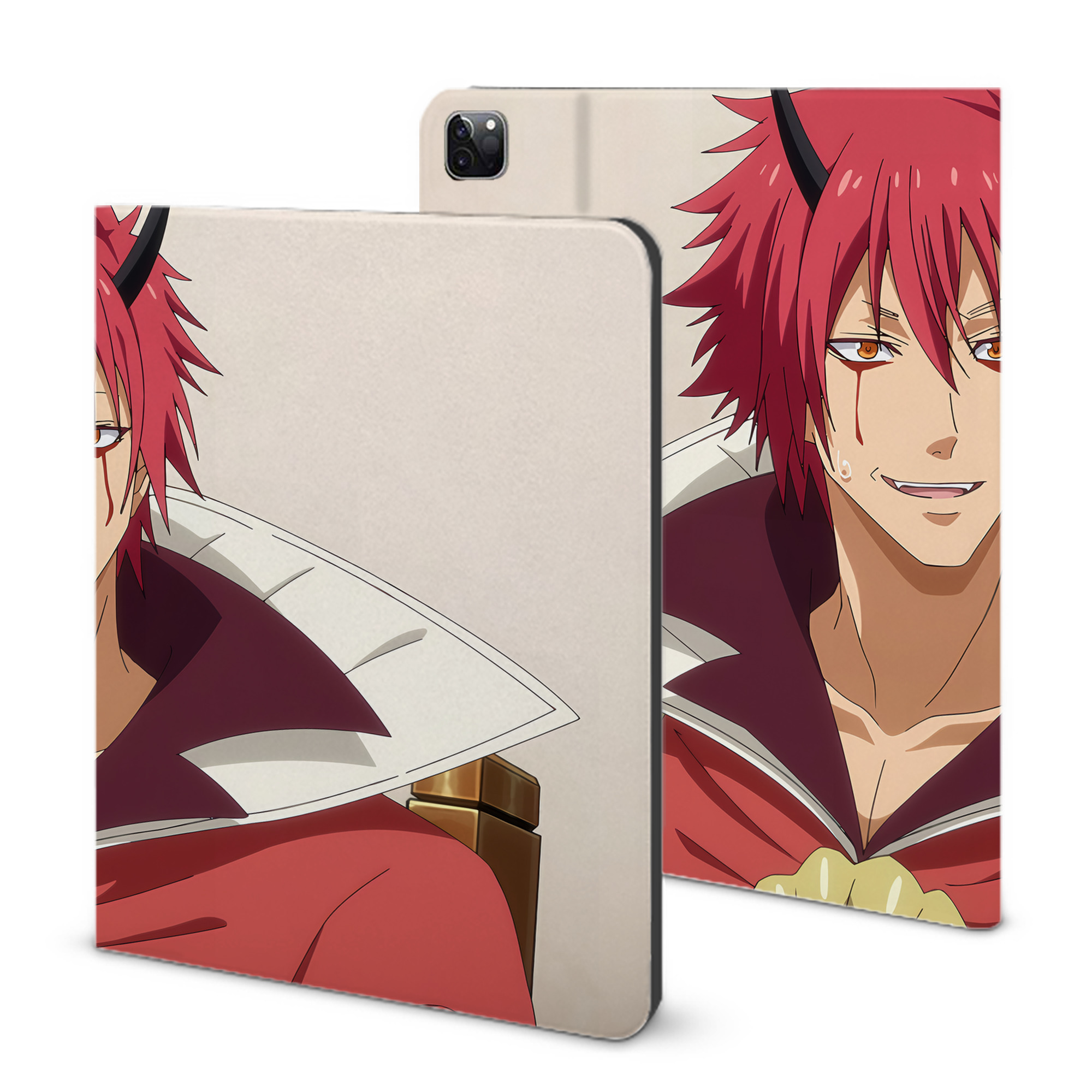 （画像用） 転スラ Regarding Reincarnated to Slime IPad ケース ブック型 PUレザー TPU 耐衝撃 軽量 薄型 ペン収納なし 全面保護 IPad 各モデル対応